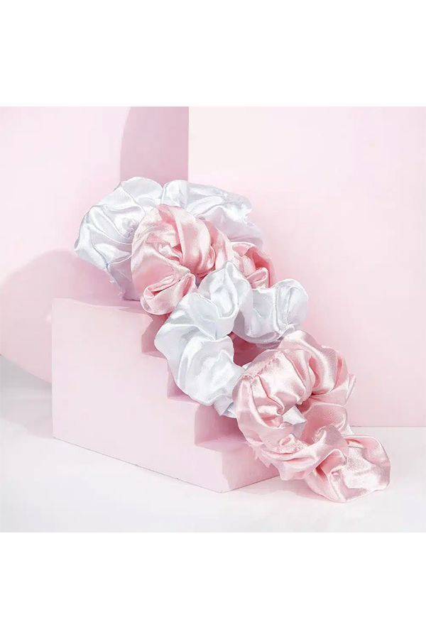 accessories self care  رباطات شعر ساتان - وردي وأبيض 434
