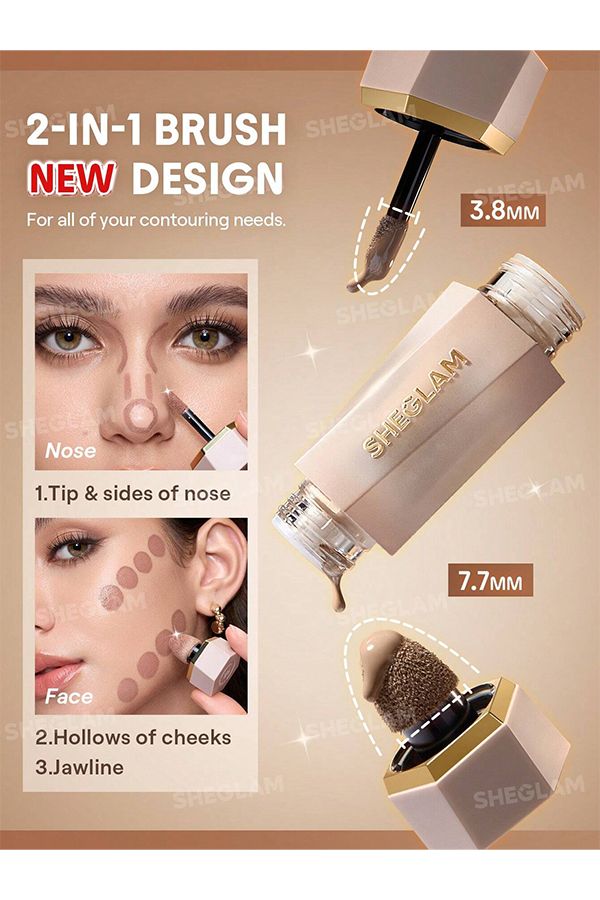 accessories sheglam قلم تحديد ملامح الوجه السائل Precision Sculpt ثنائي اللون: كهرماني بني