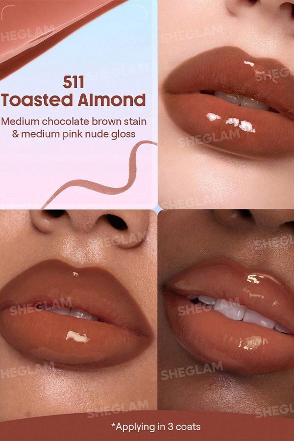 accessories sheglam Line To Shine Peel-Off Lip Stain & Gloss Duo-511 Toasted Almond