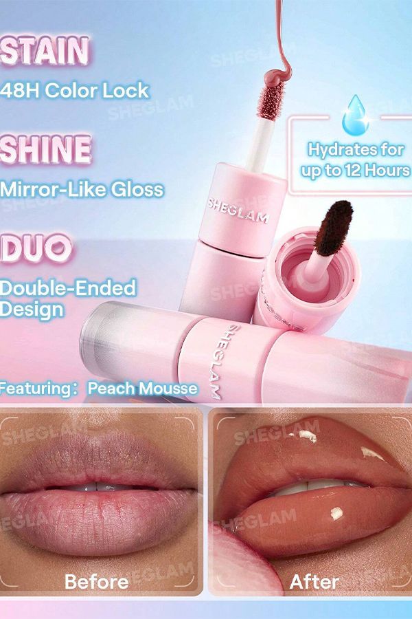 accessories sheglam Line To Shine Peel-Off Lip Stain & Gloss Duo-113 Rose Latte