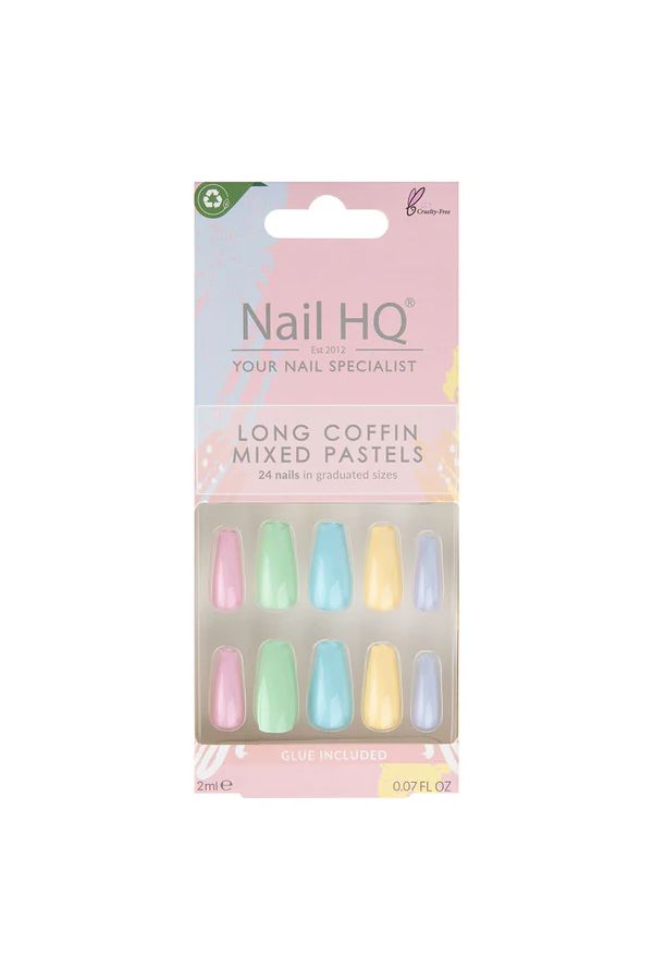 accessories nails NAIL HQ LONG COFFIN MIXED PASTEL NAILS 70 6